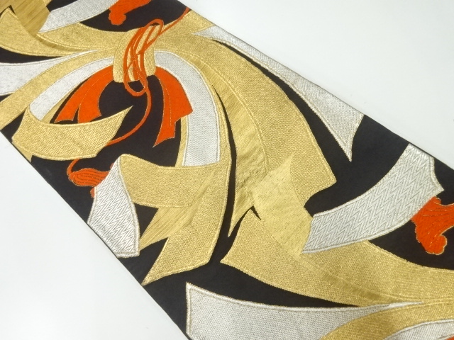 JAPANESE KIMONO / ANTIQUE FUKURO OBI / SILK / WOVEN NOSHI PATTERN